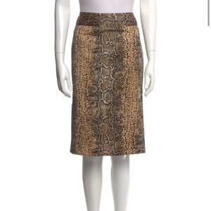 Dolce & Gabanna Silk Snake Print Midi Skirt